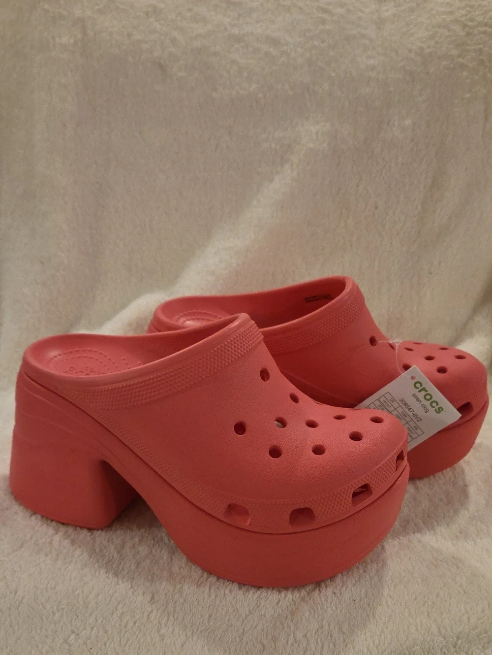 NEW Crocs Siren Platform Clog Coral Pink W7 NWT Chunky Heel